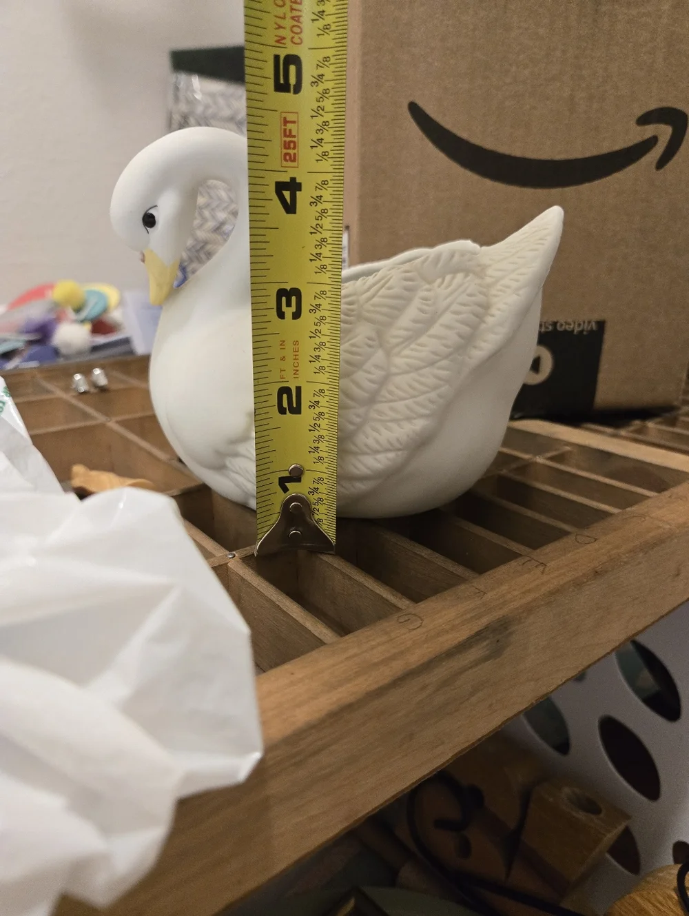 White Ceramic Swan Planter - Picture 3 of 4